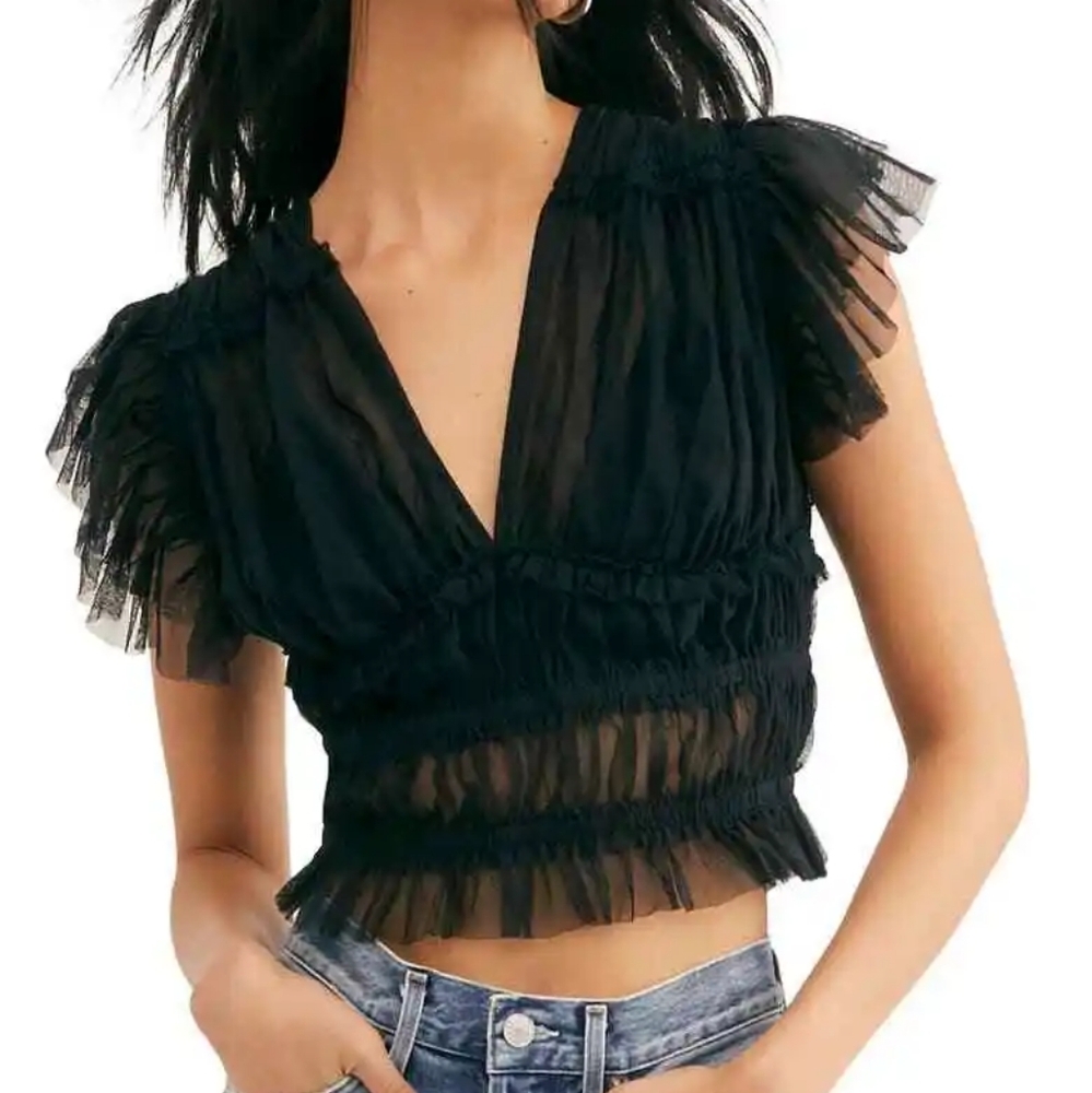 Black Tulle Free People Making Me Smile Top